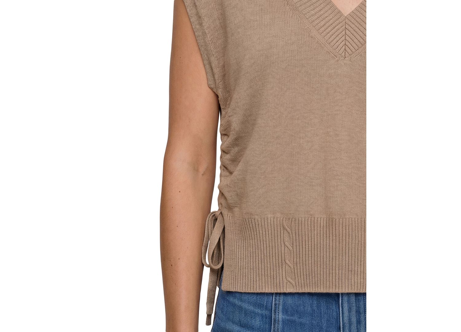 Petite V-Neck Dolman Popover Adjustable-Side-Ties Sweater