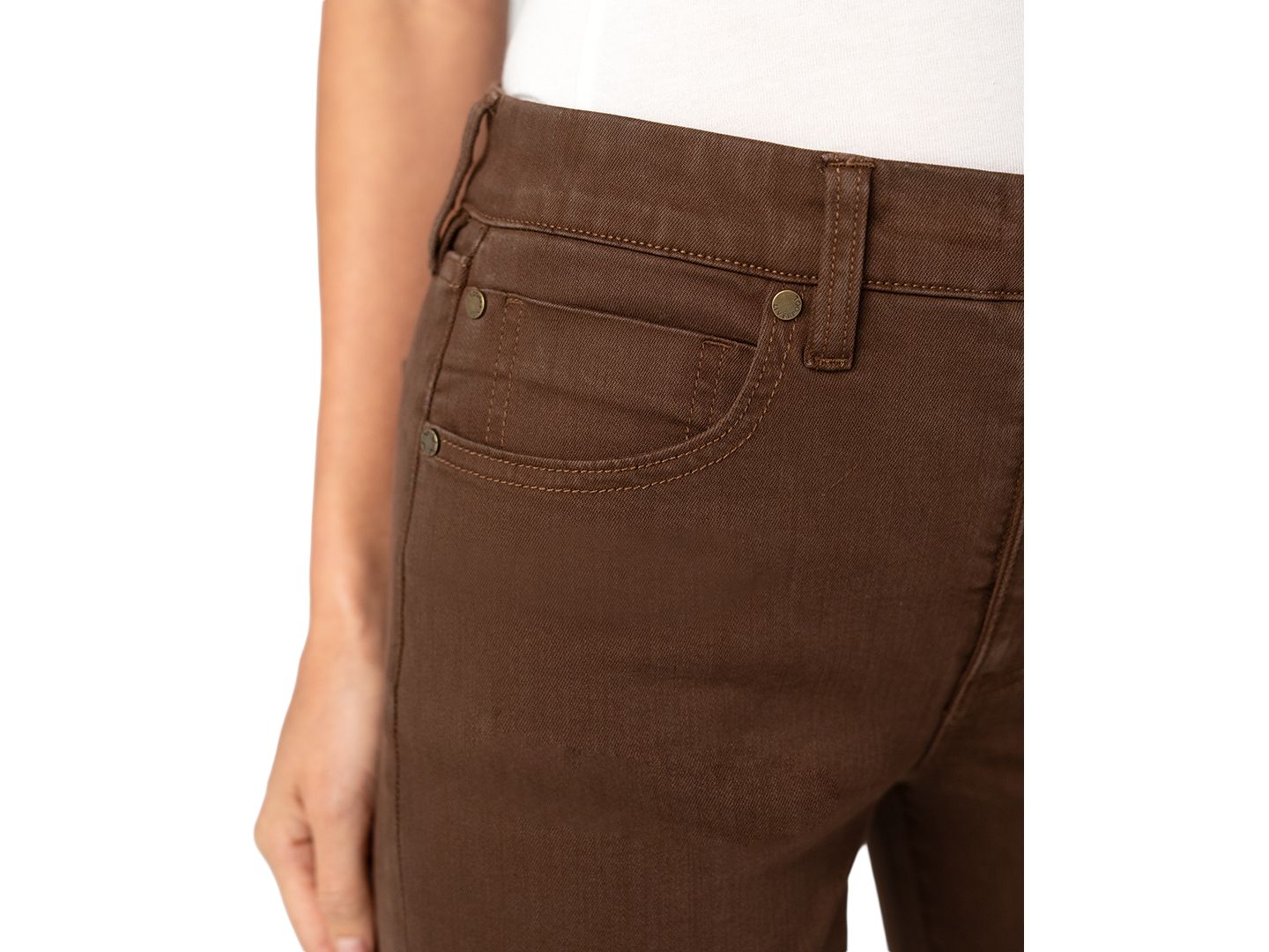 Женские джинсы Liverpool Los Angeles Petite Kennedy Comfort Waist Mid-Rise Straight-Leg, цвет: Коричневый — фото 3