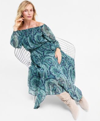 Women's Off-the-Shoulder Asymmetrical Long-Sleeve Dress