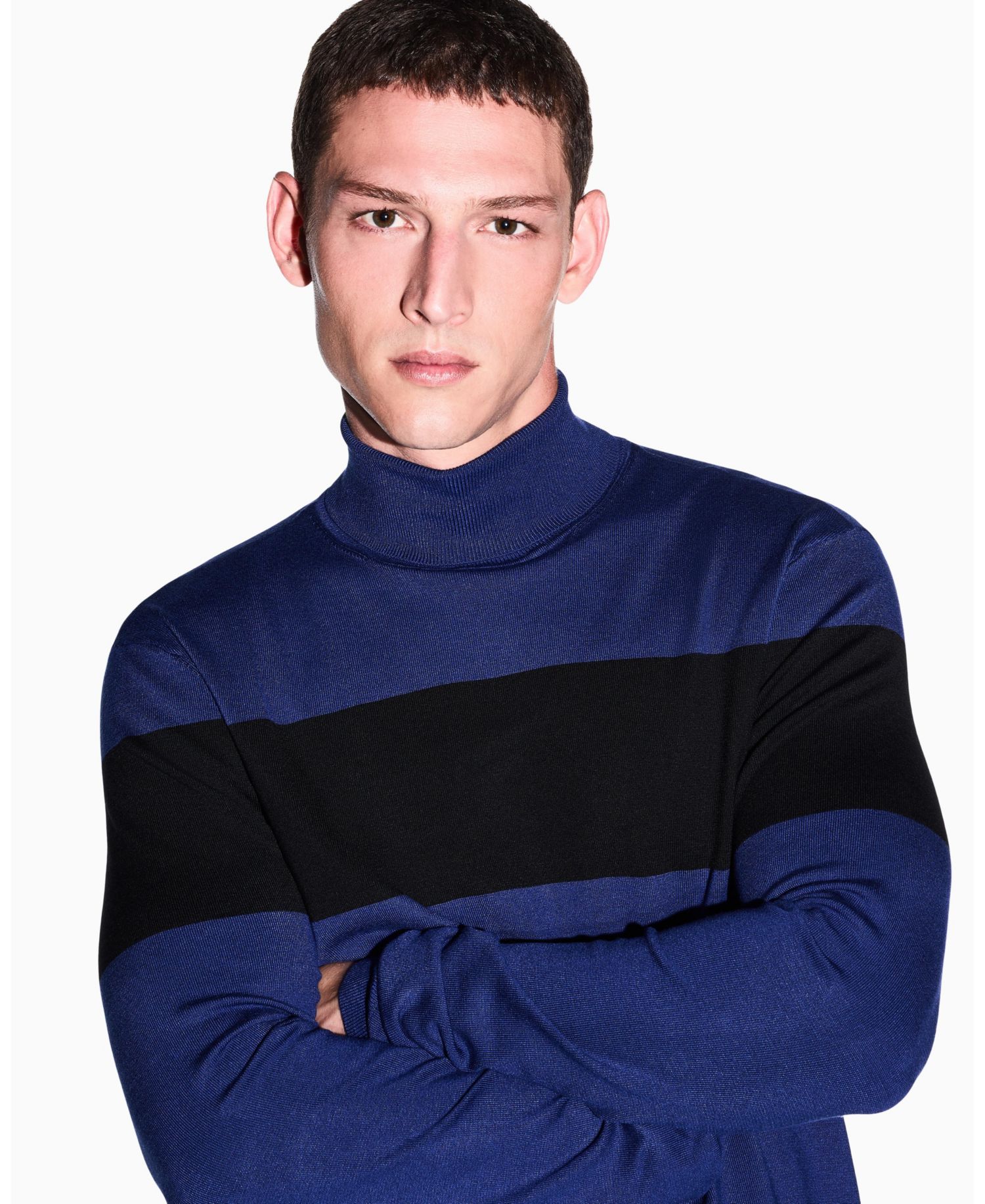Men's Viscose Colorblock Turtleneck Sweater