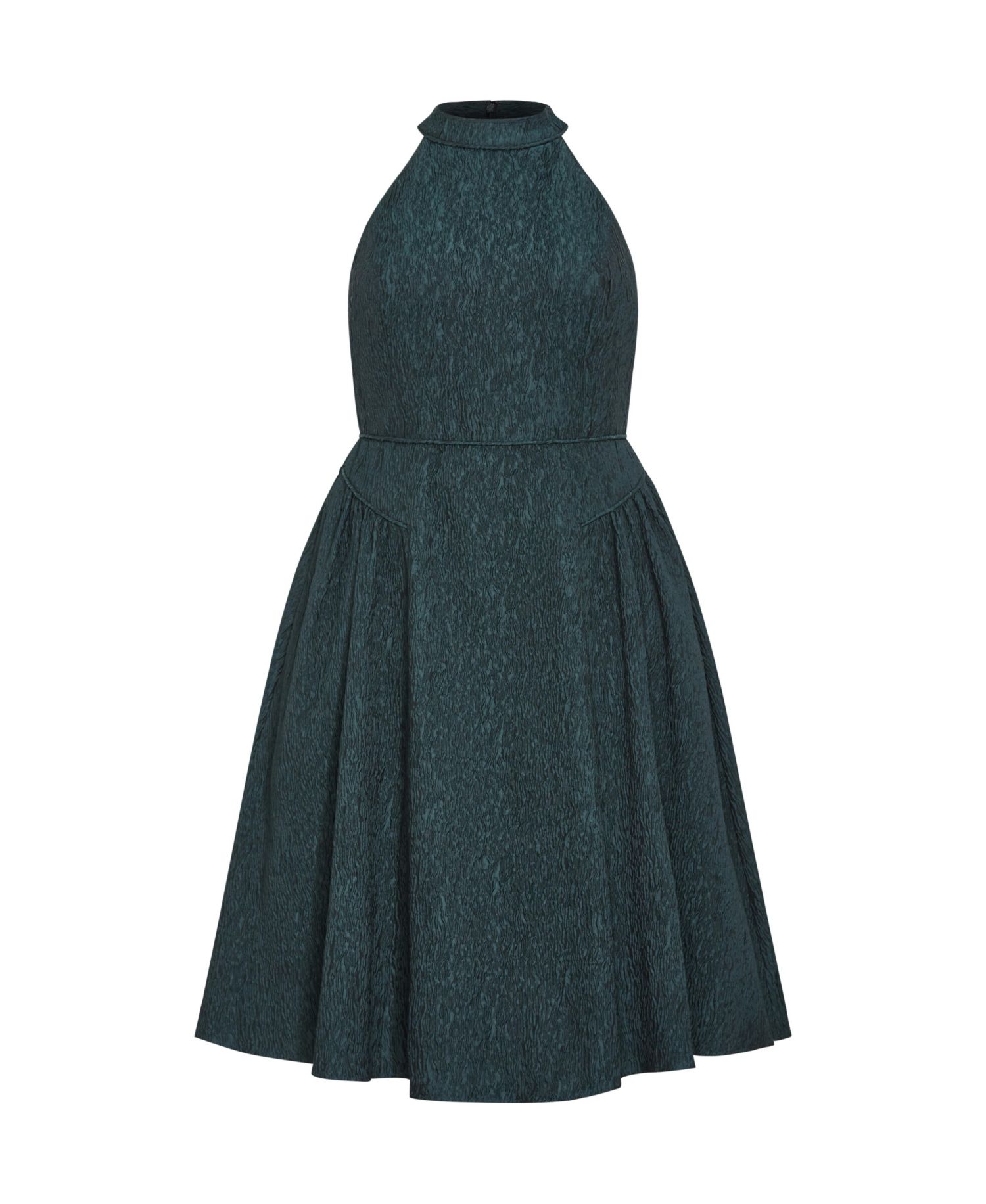 Plus Size Halter Jacquard A-Line Midi Dress