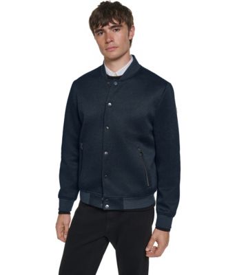 Men's Textured Varsity Zip Bomber Jacket