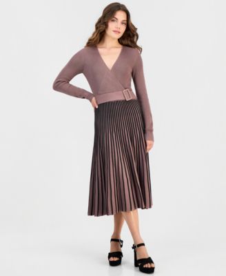 Petite Jersey & Sweater-Knit Long-Sleeve Midi Dress