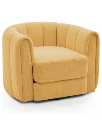 Modern Swivel Barrel Accent Chair, 360degrees)  Upholstered Armchair With Striped Backrest And Plush Padding, Round Lounge Chair,