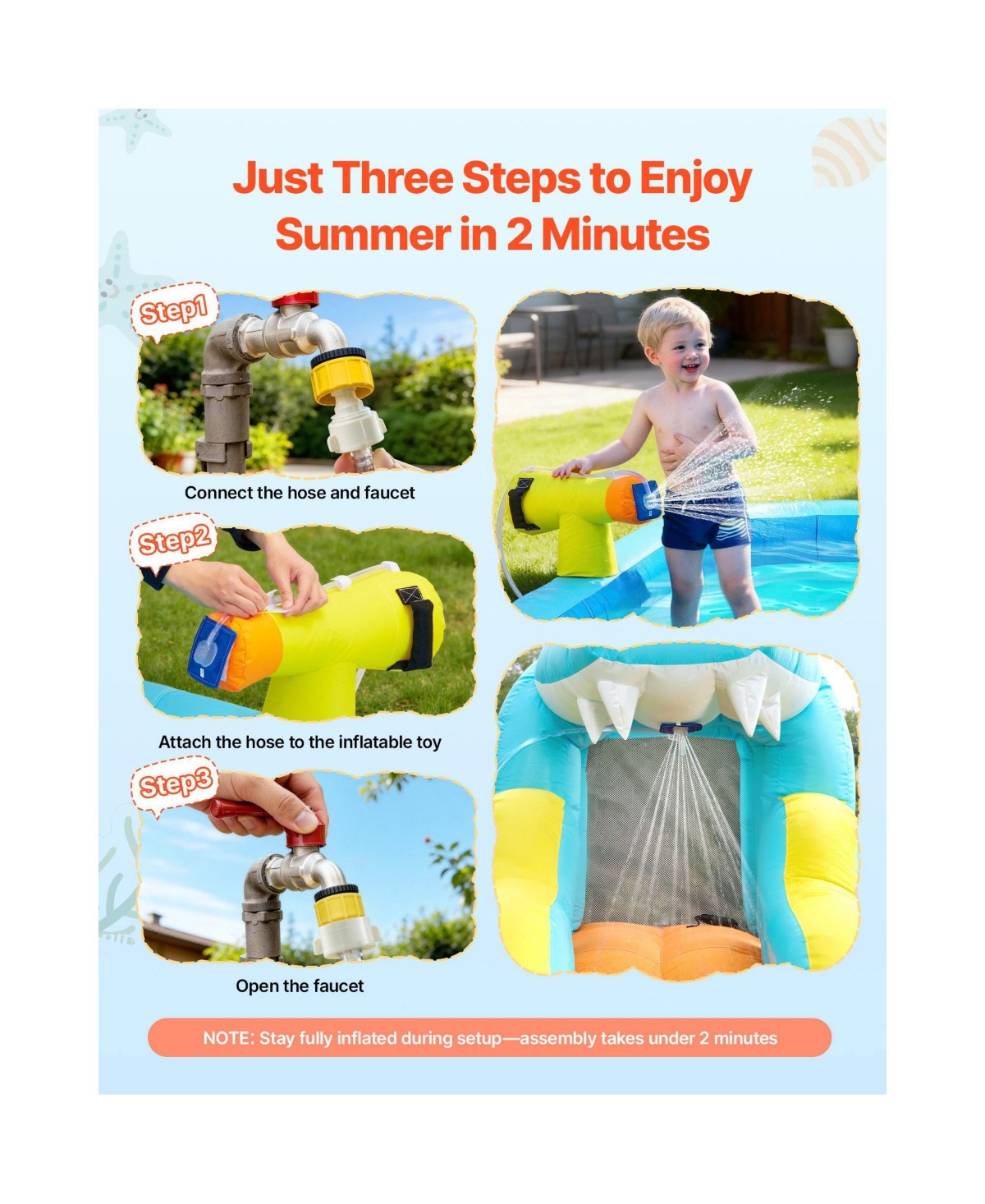 Hikeen 11.6 x 13.1 ft Crocodile Inflatable Water Slide with Climbing Wall and Splash Pool