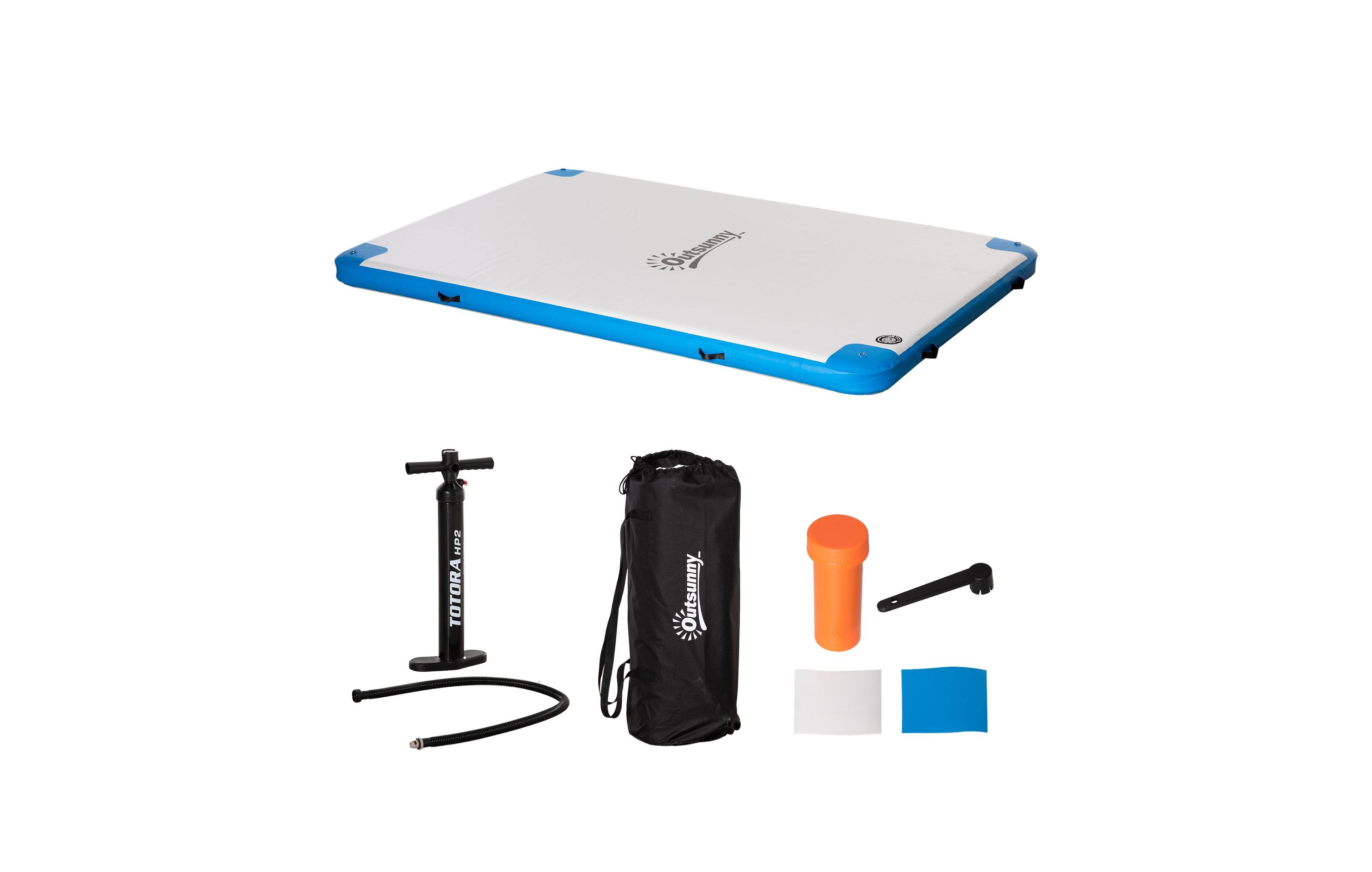Hikeen 10' x 7' Inflatable Dock Platform with Air Pump and Backpack, For Pool Beach Ocean