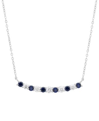 Lab-Grown Sapphire (7/8 ct. t.w.) & Lab-Grown Diamond (5/8 ct. t.w.) Necklace in 10k White Gold (Also Available in Ruby & Emerald)