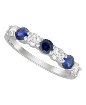Lab-Grown Sapphire (3/8 ct. t.w.) & Lab-Grown Diamond (1/2 ct. t.w.) Ring in 10k White Gold (Also Available in Emerald)