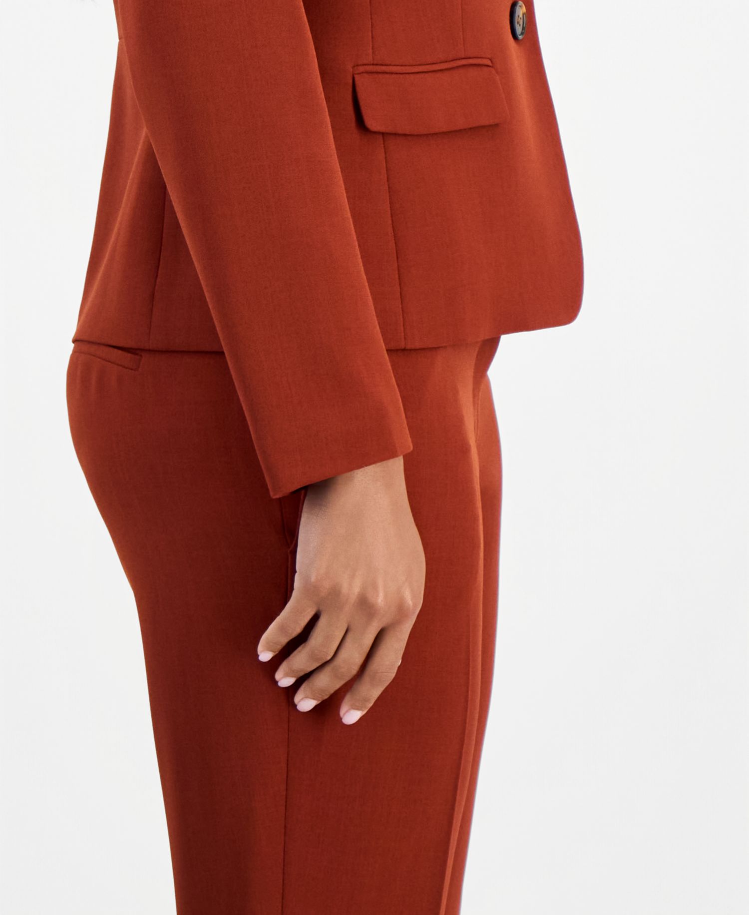 Women's Long Sleeve Stretch Crepe Two Button Blazer