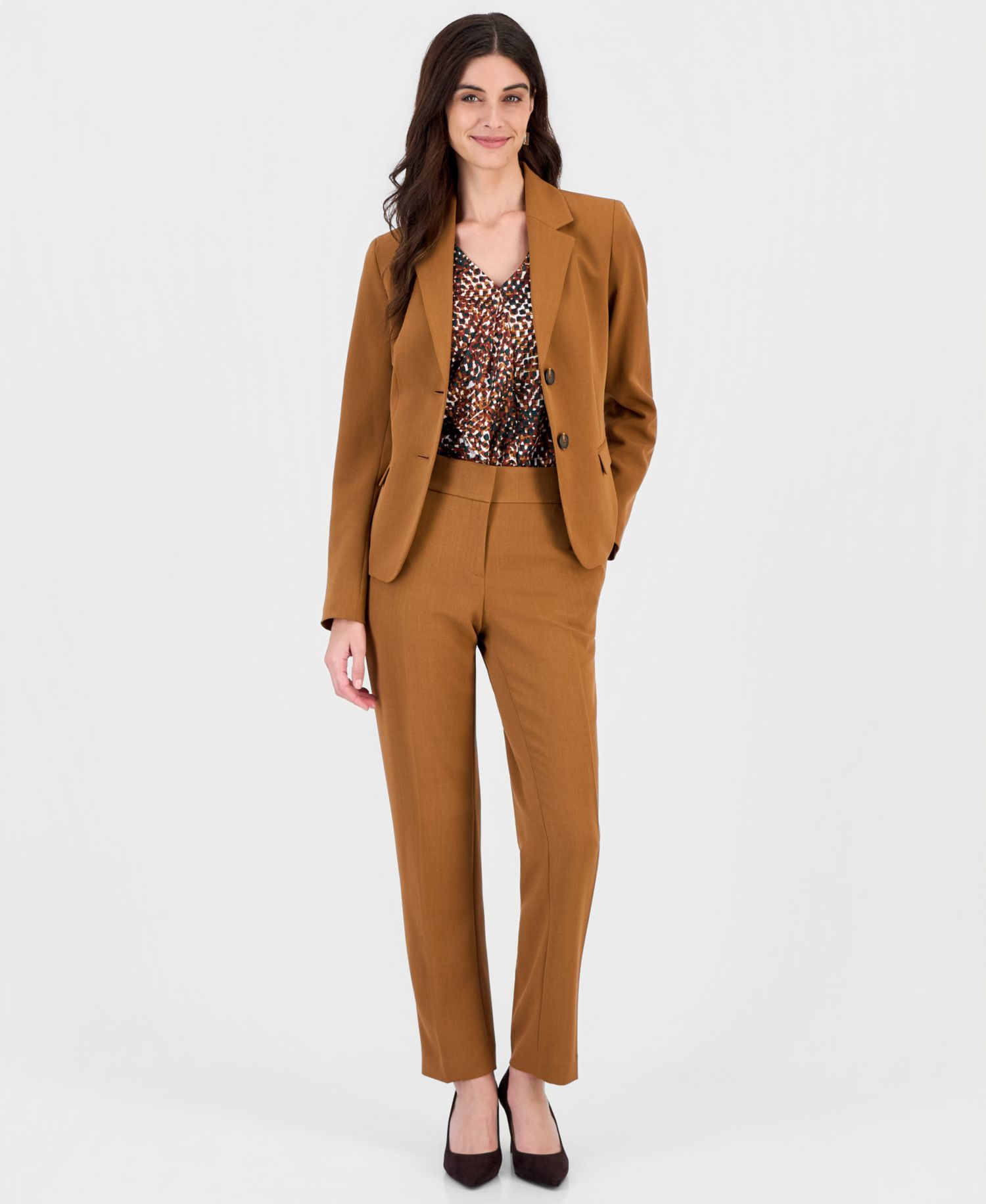 Women's Ava Mid-Rise Straight-Leg Stretch Crepe Pants