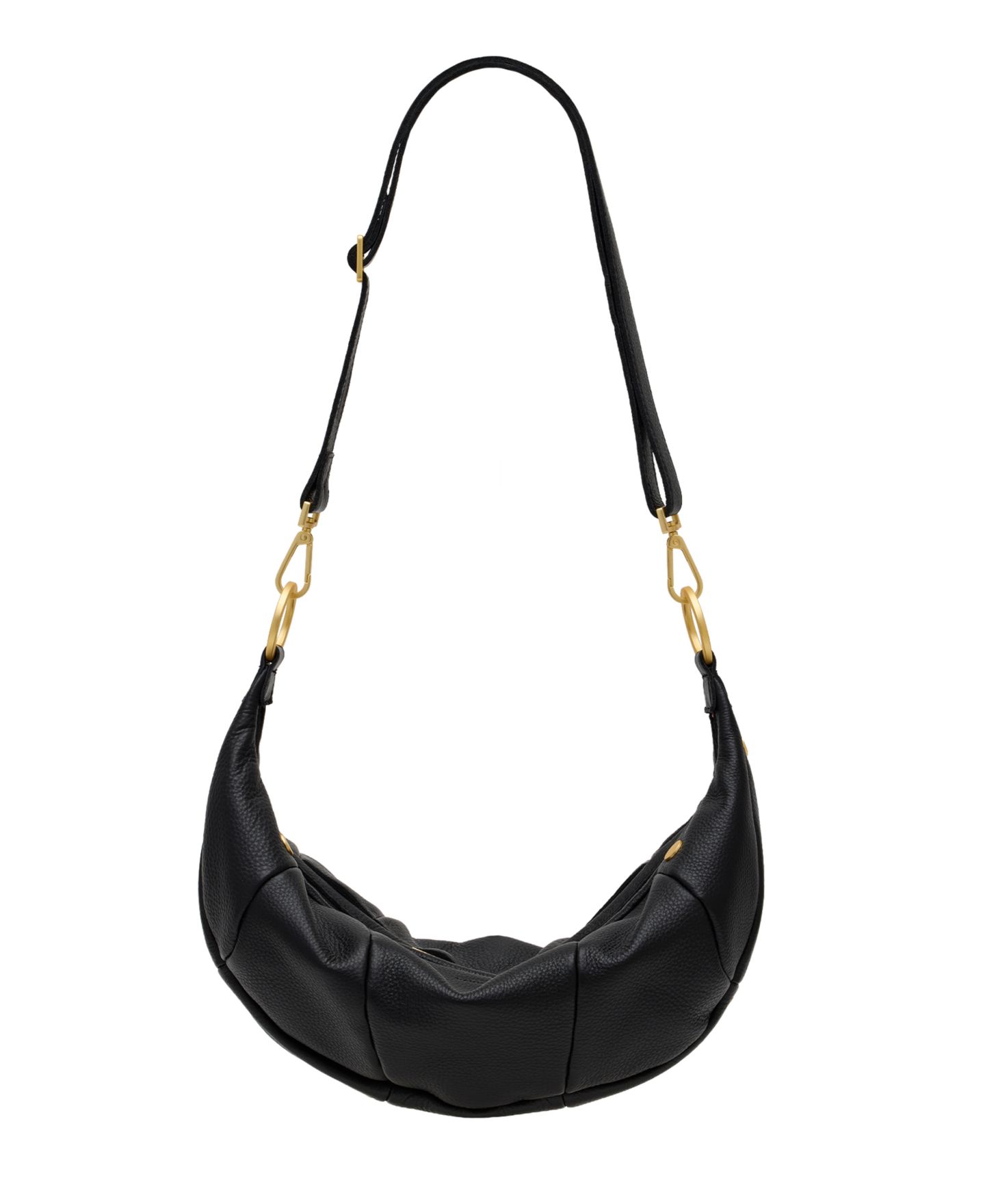 Женская сумка Hammitt Erica Med Suede Small Zipper Shoulder Handbag, цвет: Чёрный / Золотой — фото 2