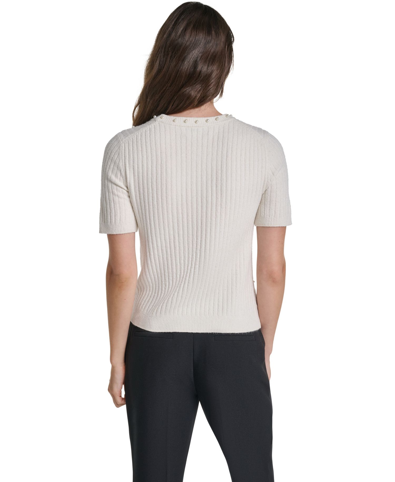 PetiteCable-Knit Crewneck Short-Sleeve Sweater