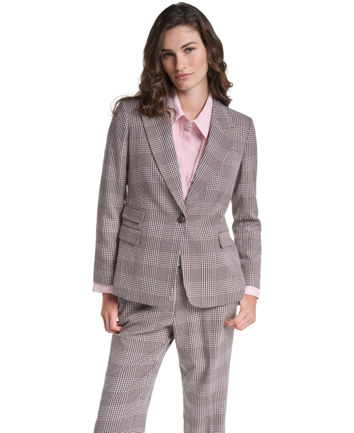Petite Woven Plaid Lined Blazer