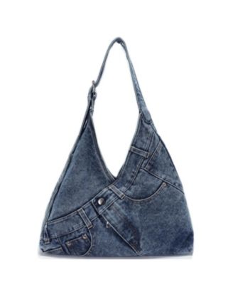 Women's Juno Hobo Bag Slouchy Shoulder Bag Washed Jean Patchwork Tote Casual Everyday Crossbody Soft Handbag