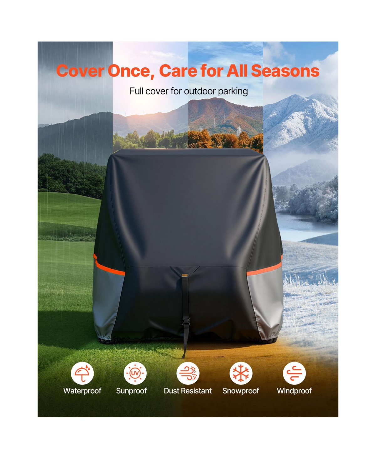 Sugift 420D Waterproof Golf Cart Cover for 2 Plus 2/4 Passenger Carts
