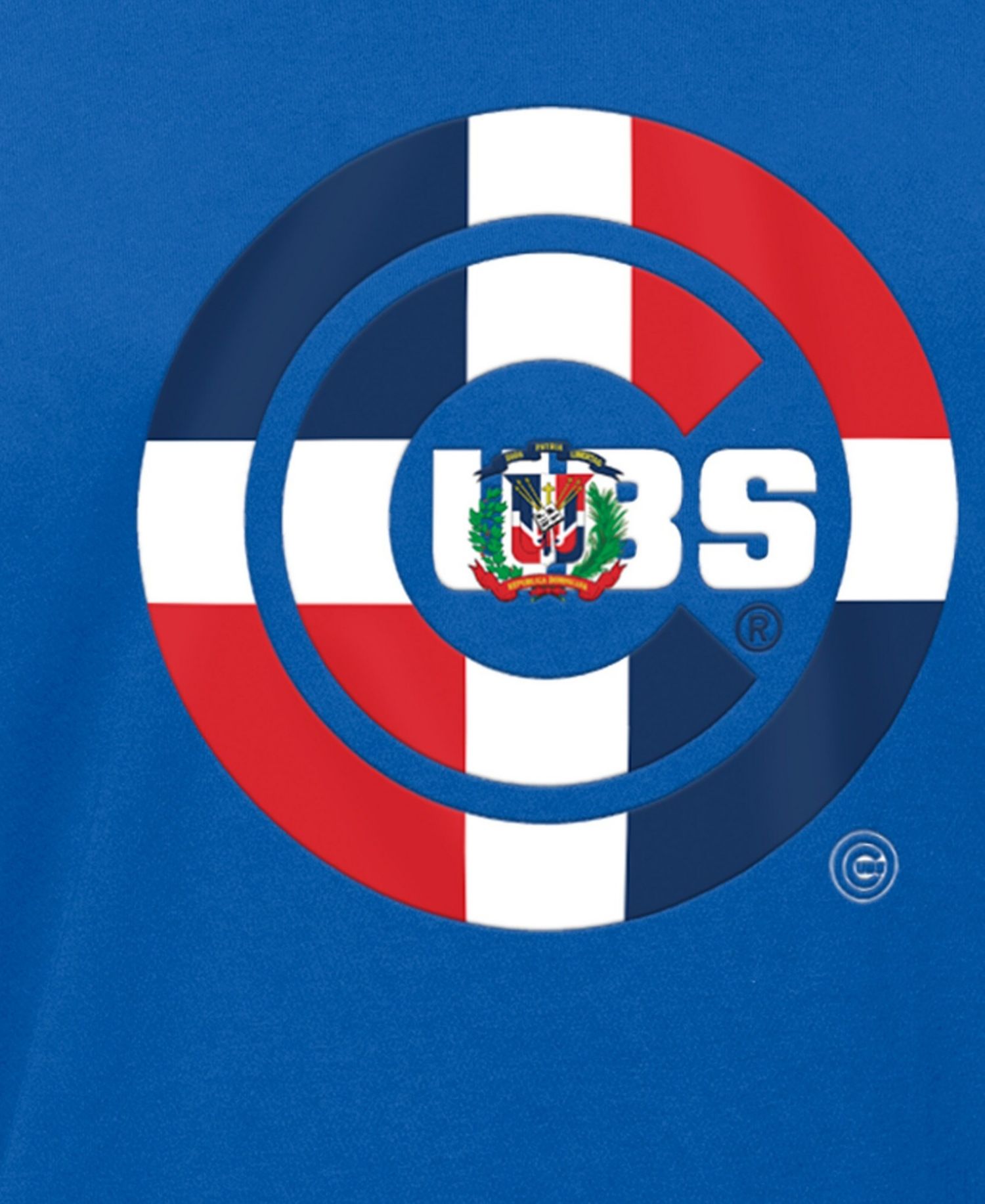 Men's Royal Chicago Cubs Dominican Republic Flag Logo T-Shirt