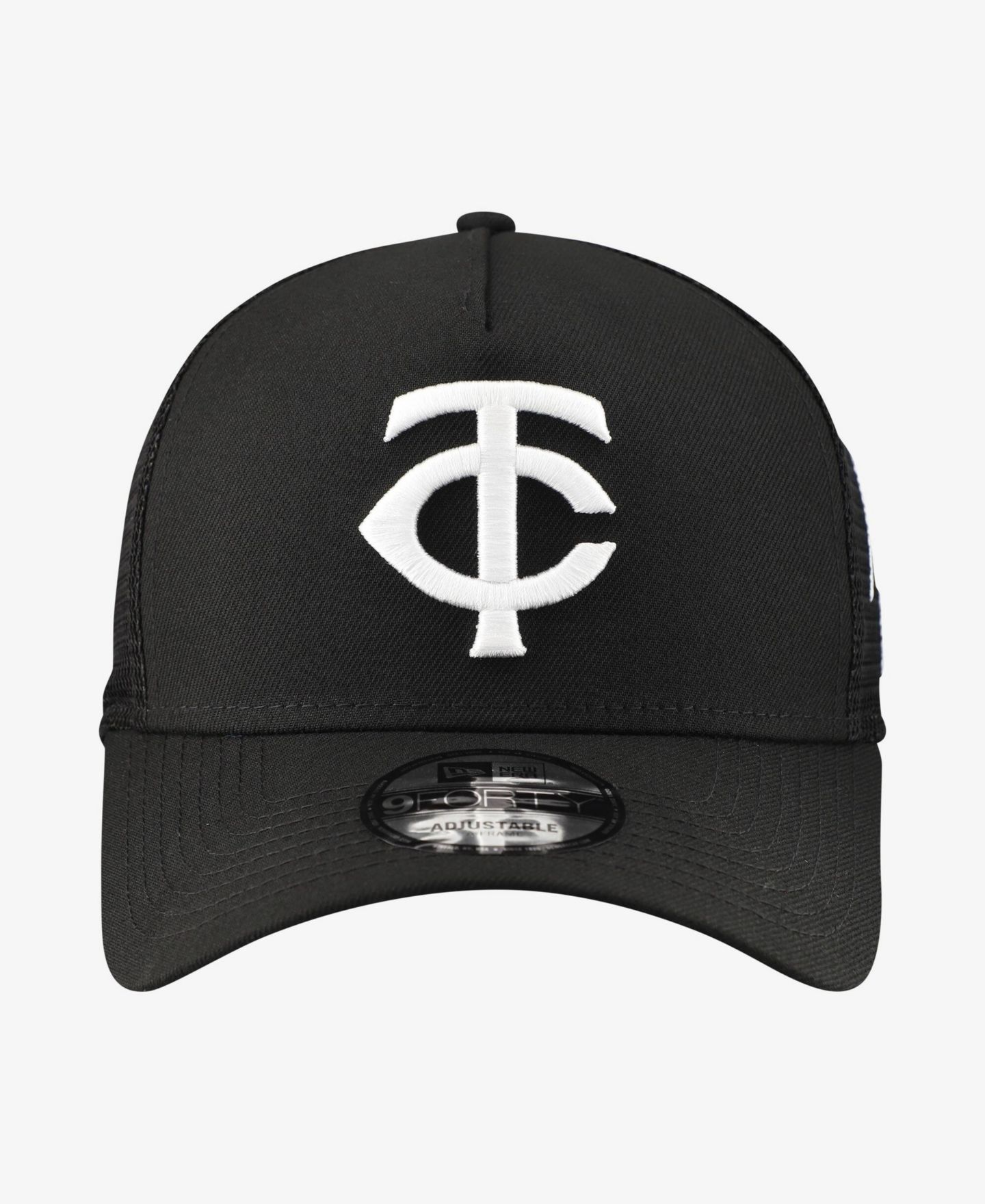 Мужская кепка New Era Black Minnesota Twins Side Script 9FORTY A-Frame Trucker Adjustable Hat — фото 2
