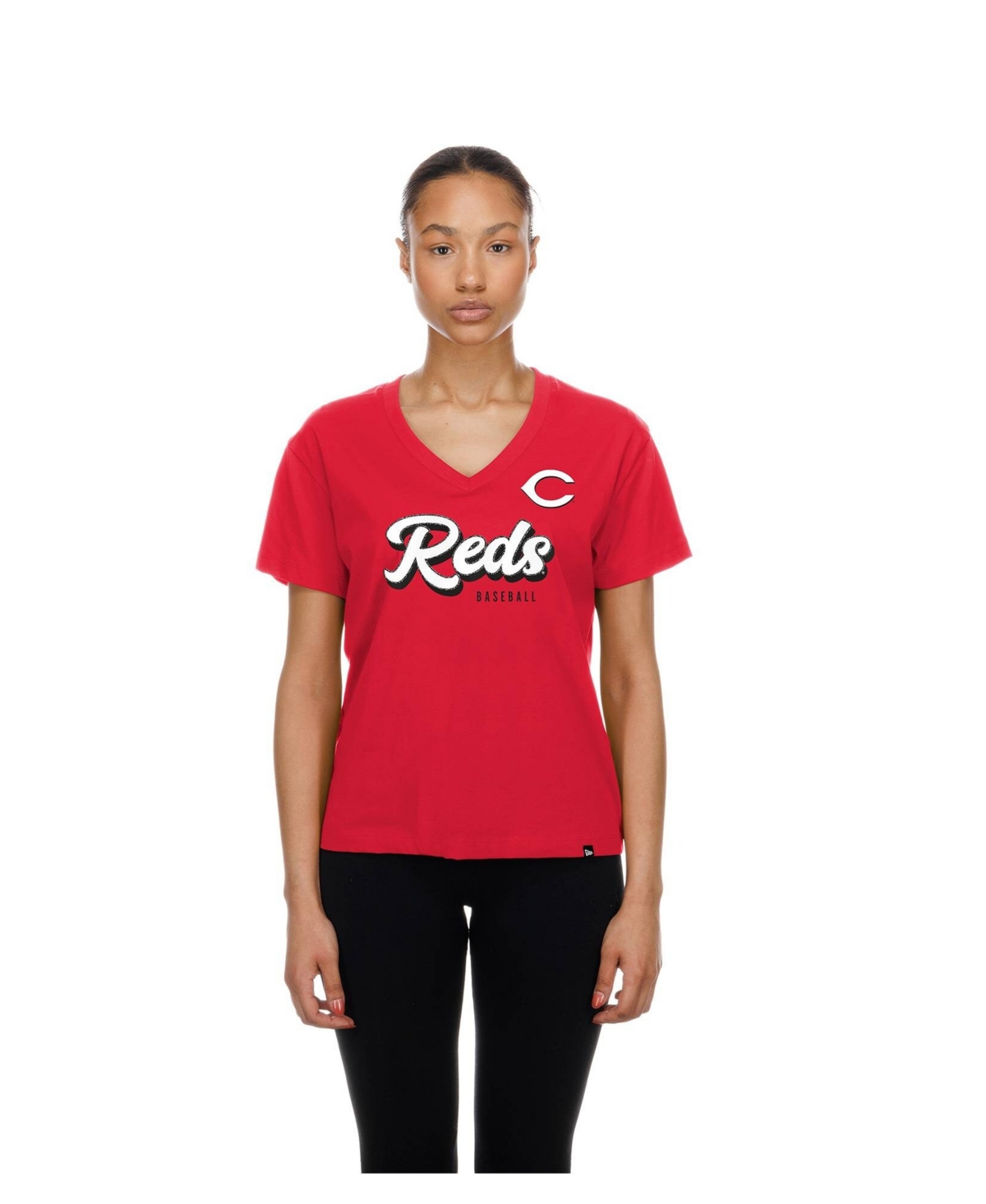 New Era Women's Cincinnati Reds V-Neck Short-Sleeve T-Shirt - Red