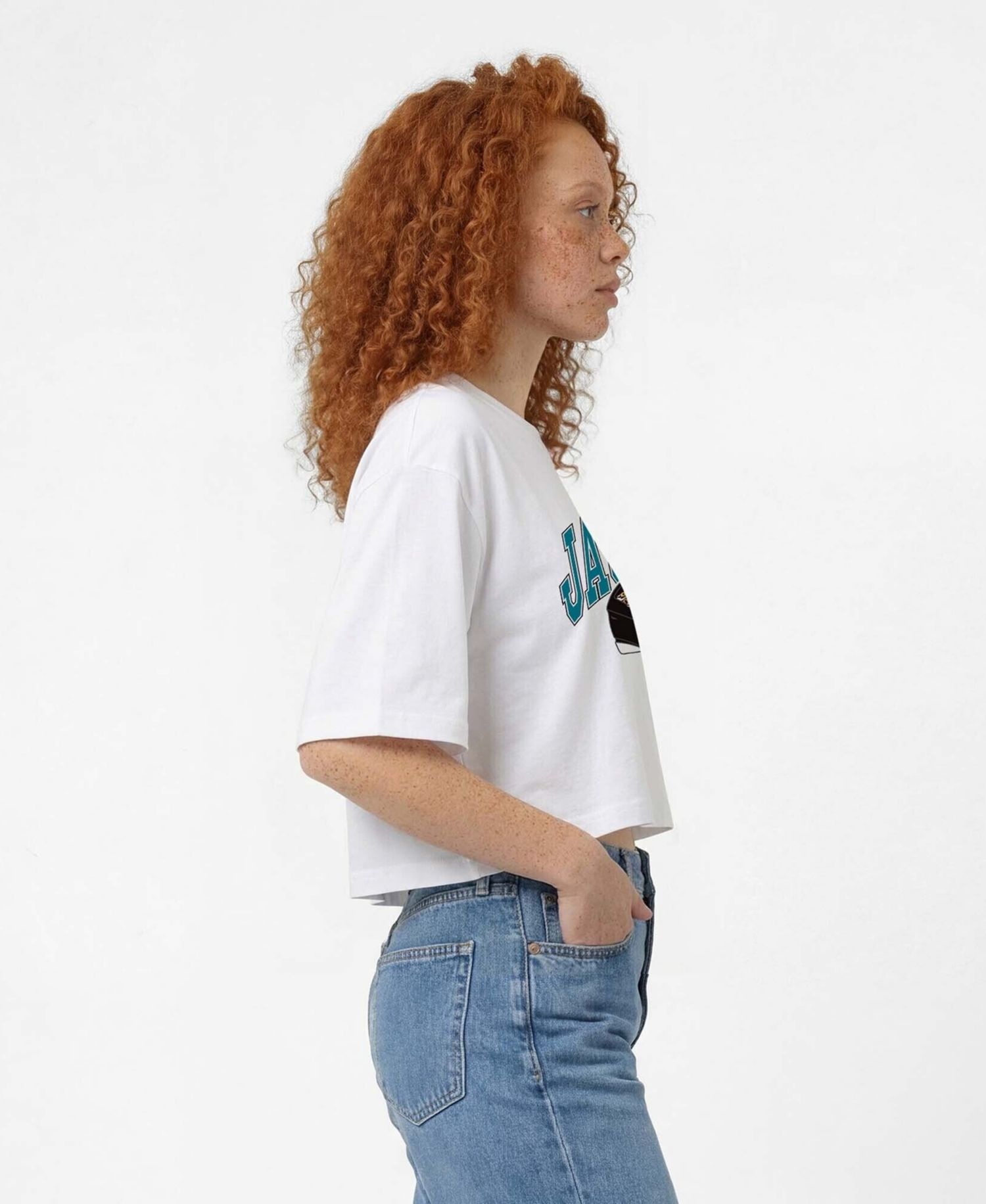 Women's Jacksonville Jaguars Boyfriend Cropped Oversized T-Shirt