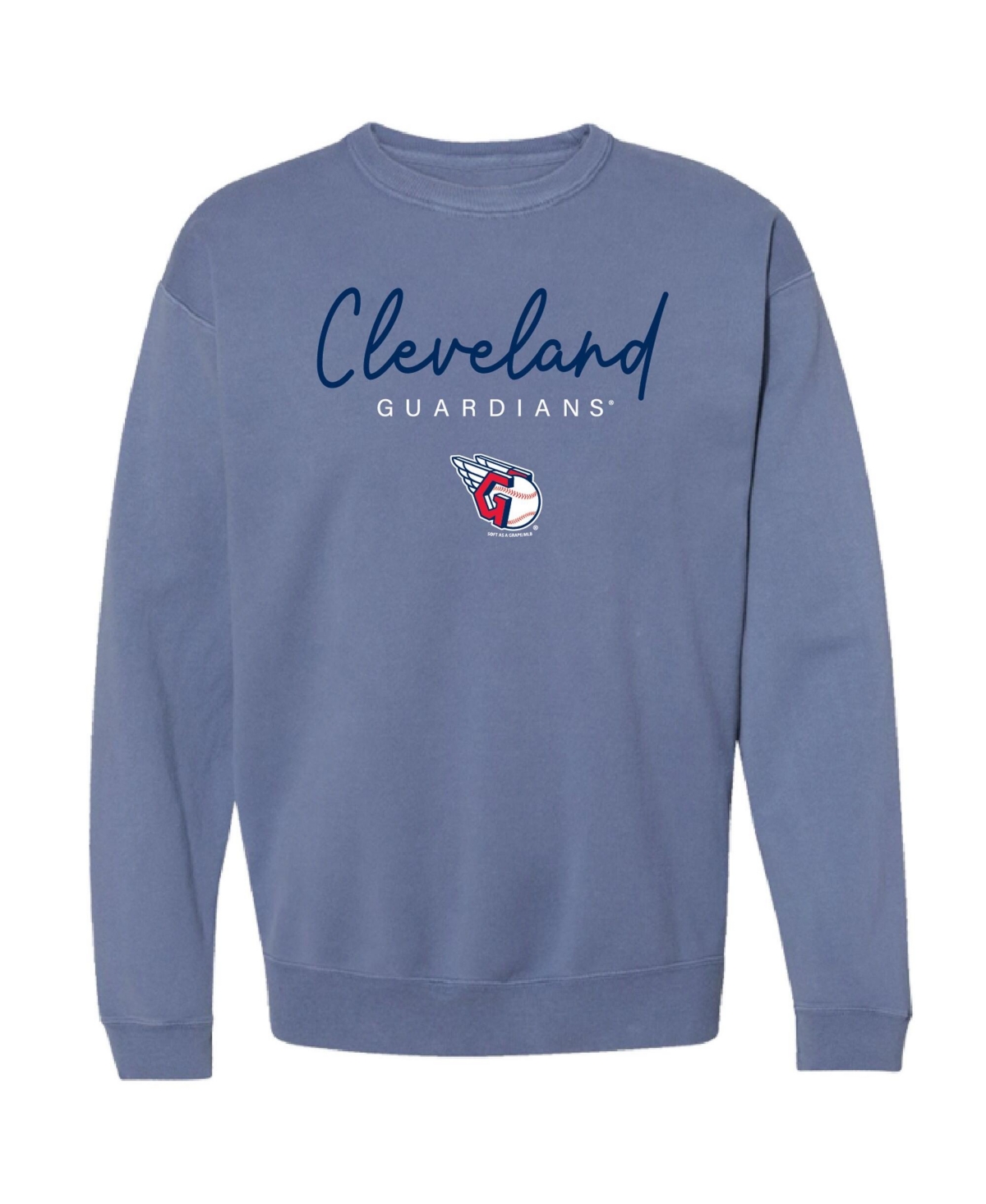 Soft As A Grape Women's Cleveland Guardians Pigment Dye Fleece-lined Crewneck Sweatshirt In Navy