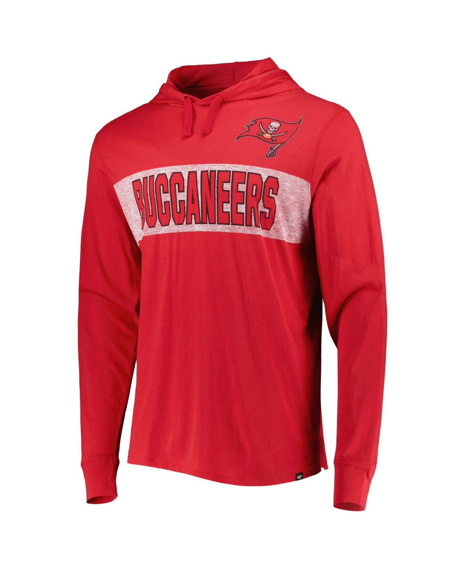 Men's Red Tampa Bay Buccaneers Field Franklin Hooded Long Sleeve T-Shirt