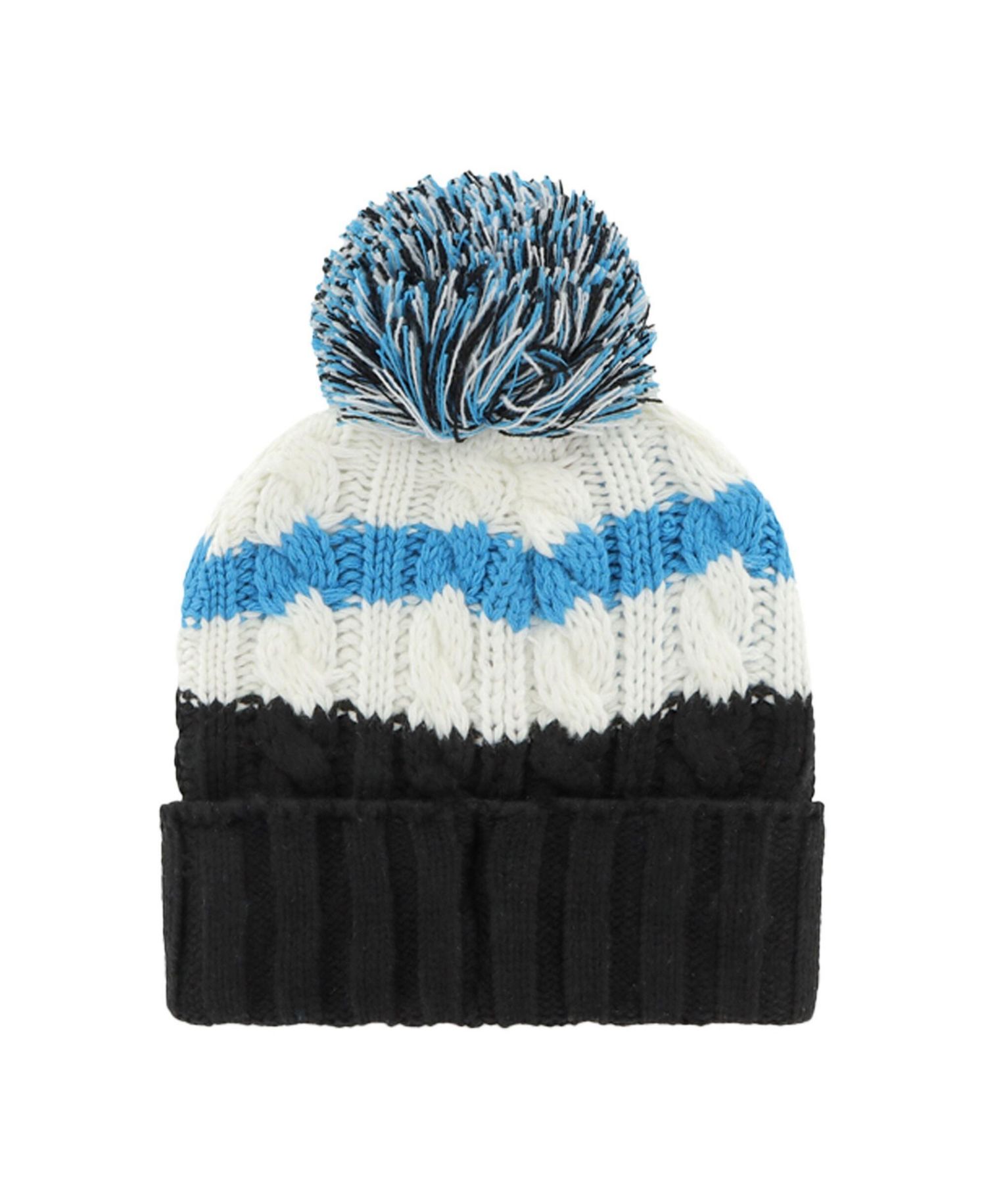 Women's White/Black Miami Marlins Ashfield Cuffed Knit Hat with Pom