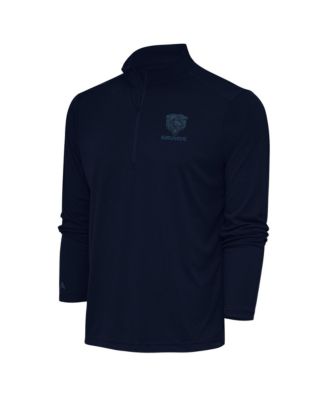 Men's Navy Chicago Bears Tonal Logo Tribute Quarter-Zip Pullover