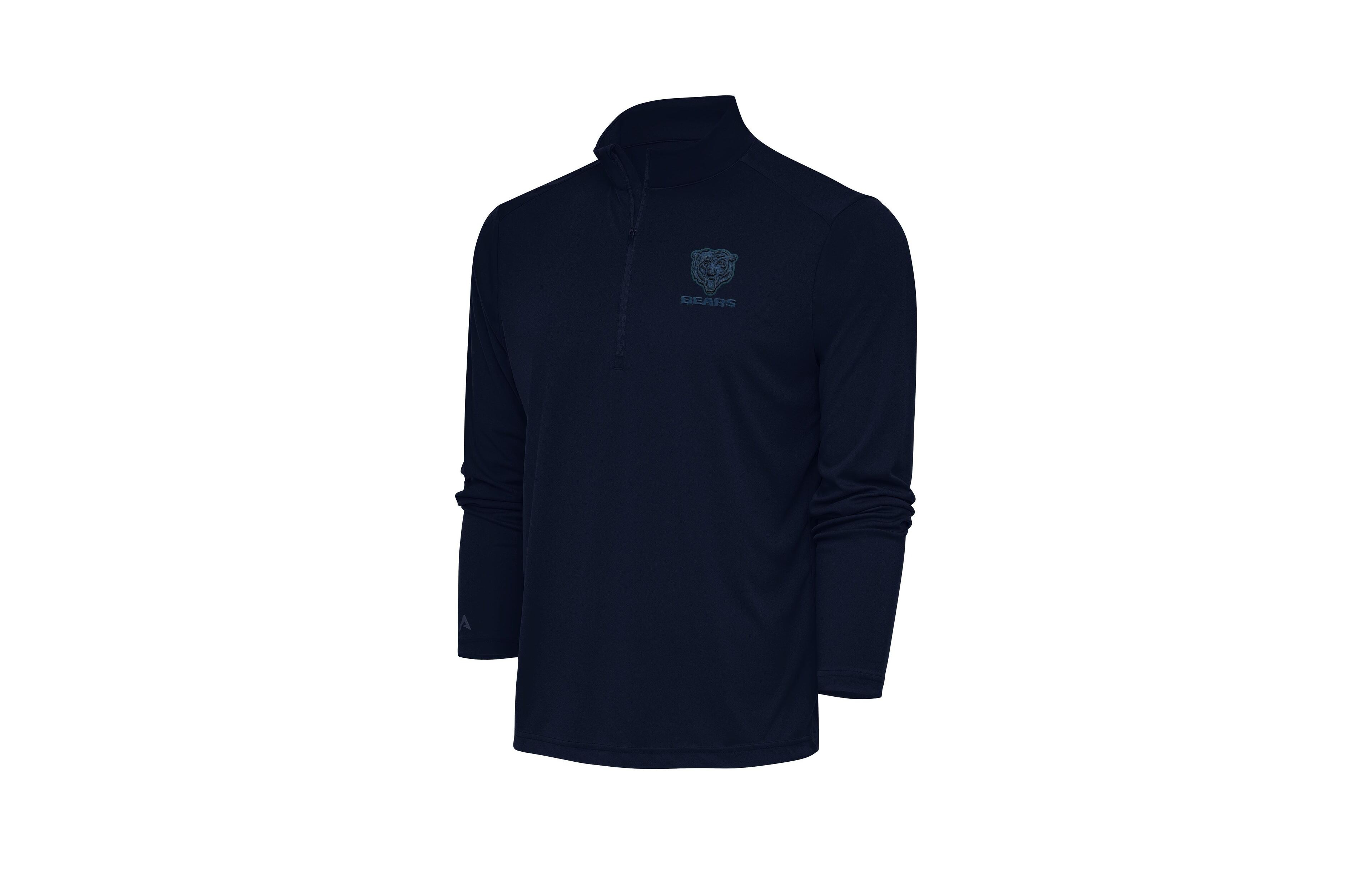 Antigua Men's Navy Chicago Bears Tonal Logo Tribute Quarter-Zip Pullover Sweatshirt
