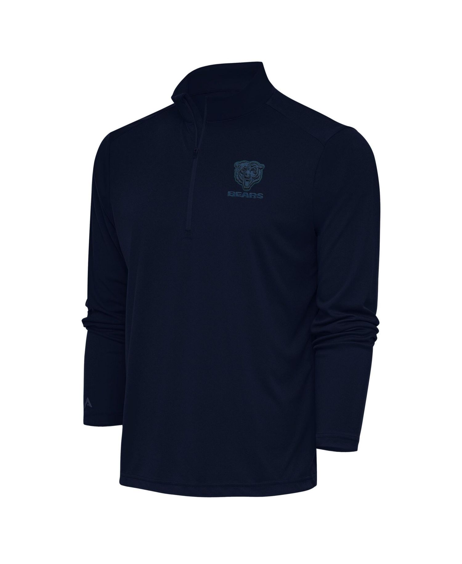 Men's Navy Chicago Bears Tonal Logo Tribute Quarter-Zip Pullover