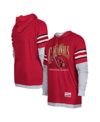Men's Cardinal Arizona Cardinals Twofer Long Sleeve Hooded T-Shirt
