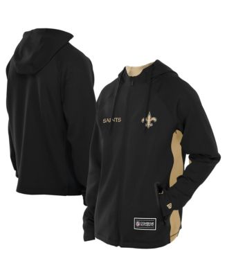 Men's Black New Orleans Saints Combine Authentic Raglan Scuba Full-Zip Hoodie