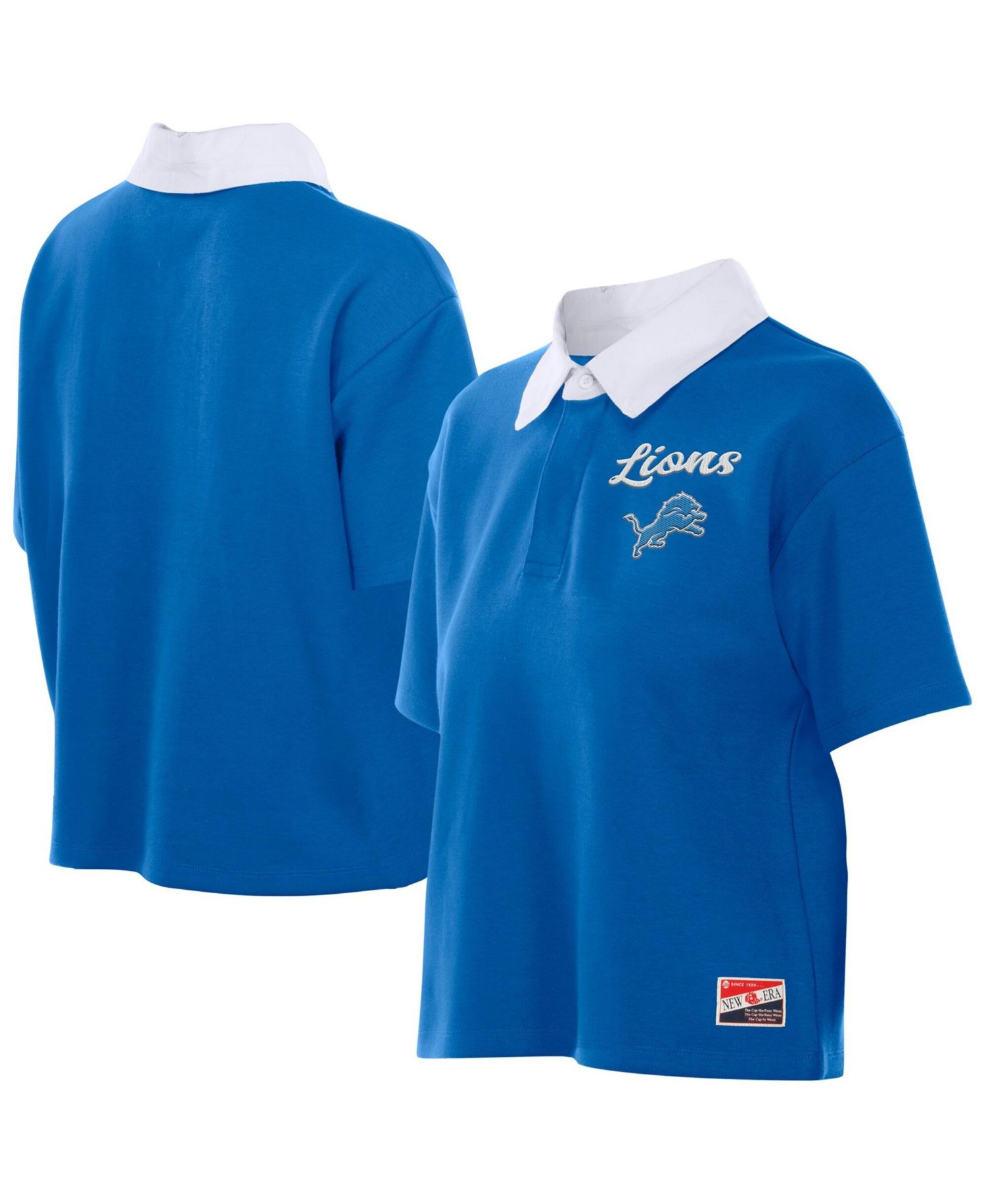 Women's Detroit Lions Throwback Boxy Cropped Cotton-Blend Polo