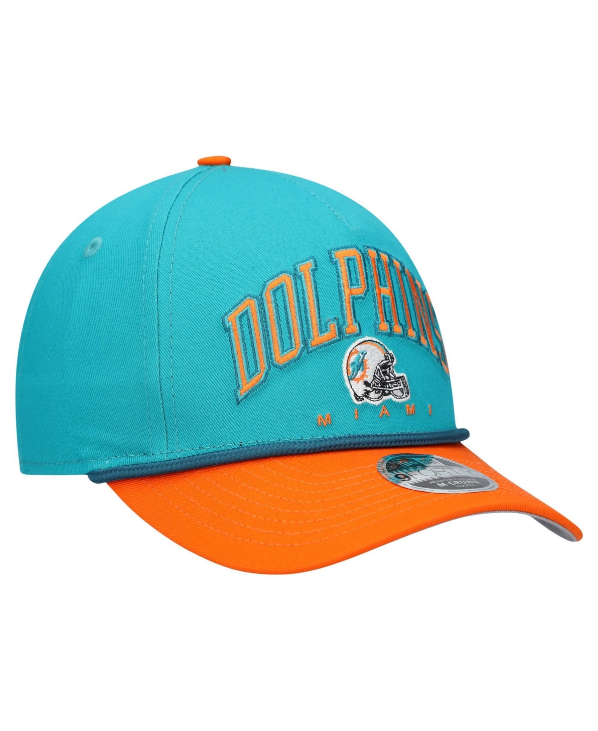 New Era Big Boys and Girls Aqua/Orange Miami Dolphins Arch Coolera 9FORTY A-Frame Adjustable Hat