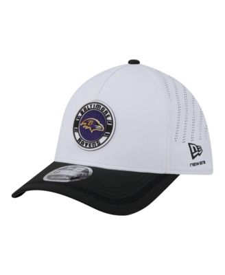 Men's White/Black Baltimore Ravens Patch 39THIRTY A-Frame M-Crown Perforated Flex Hat