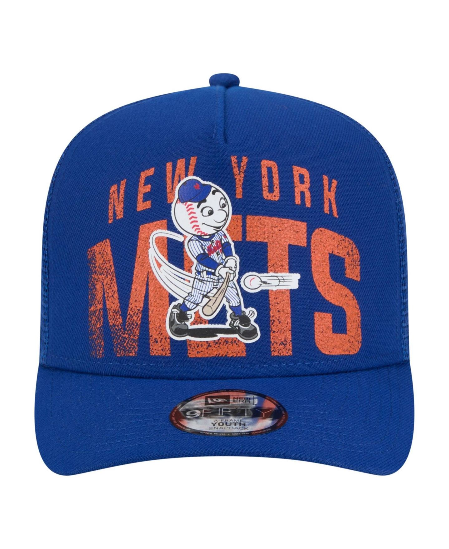 Детская кепка New Era Royal New York Mets Logo Fade A-Frame 9FIFTY Snapback Hat — фото 2