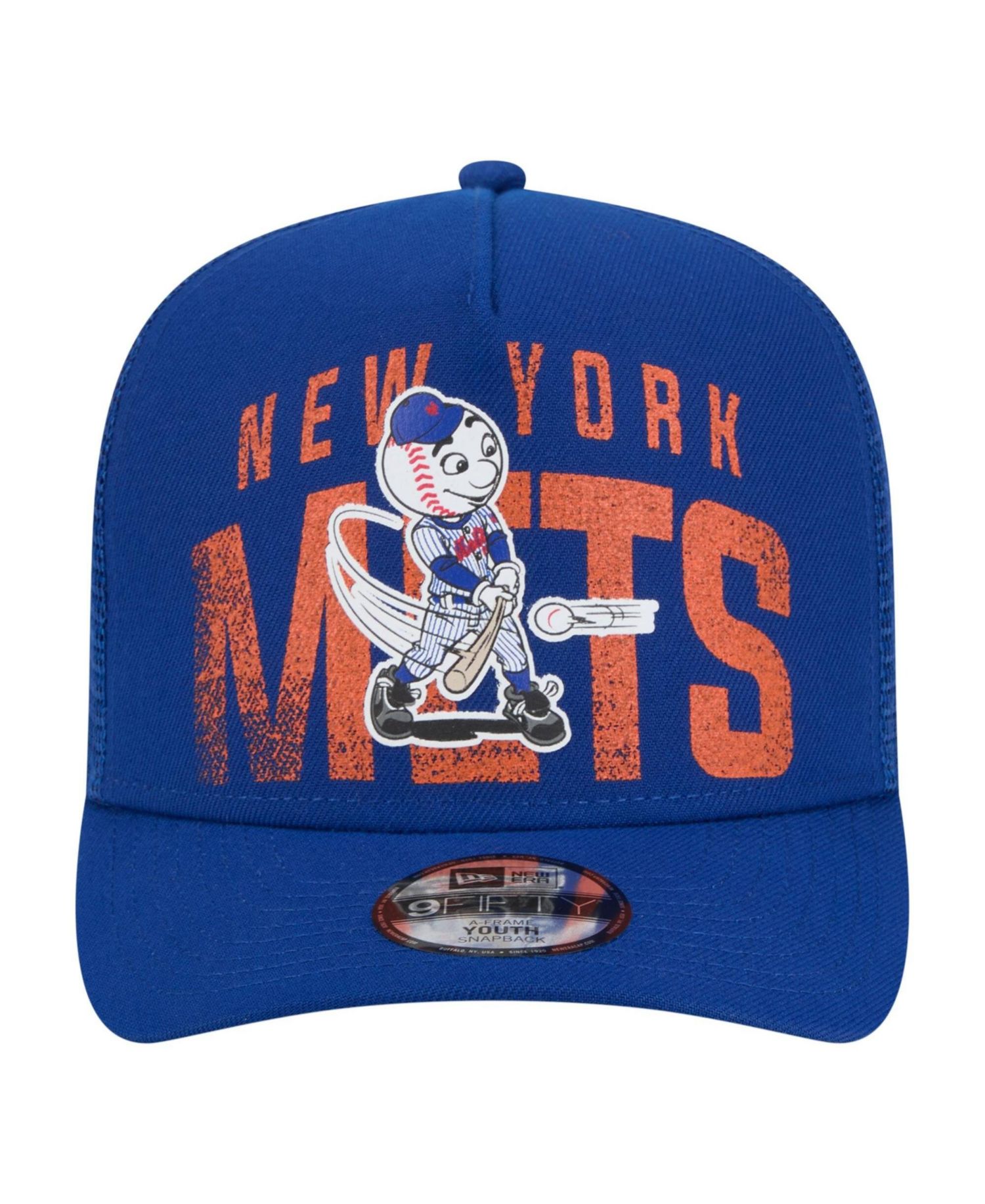 Big Boys and Girls Royal New York Mets Logo Fade A-Frame 9FIFTY Snapback Hat