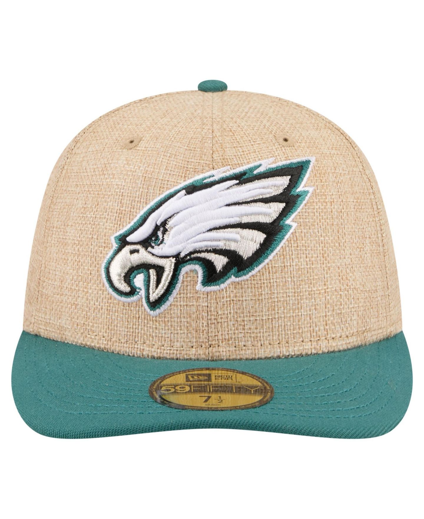Мужская кепка New Era Natural/Midnight Green Philadelphia Eagles Pre-Curved Twine 59FIFTY Fitted Hat — фото 2