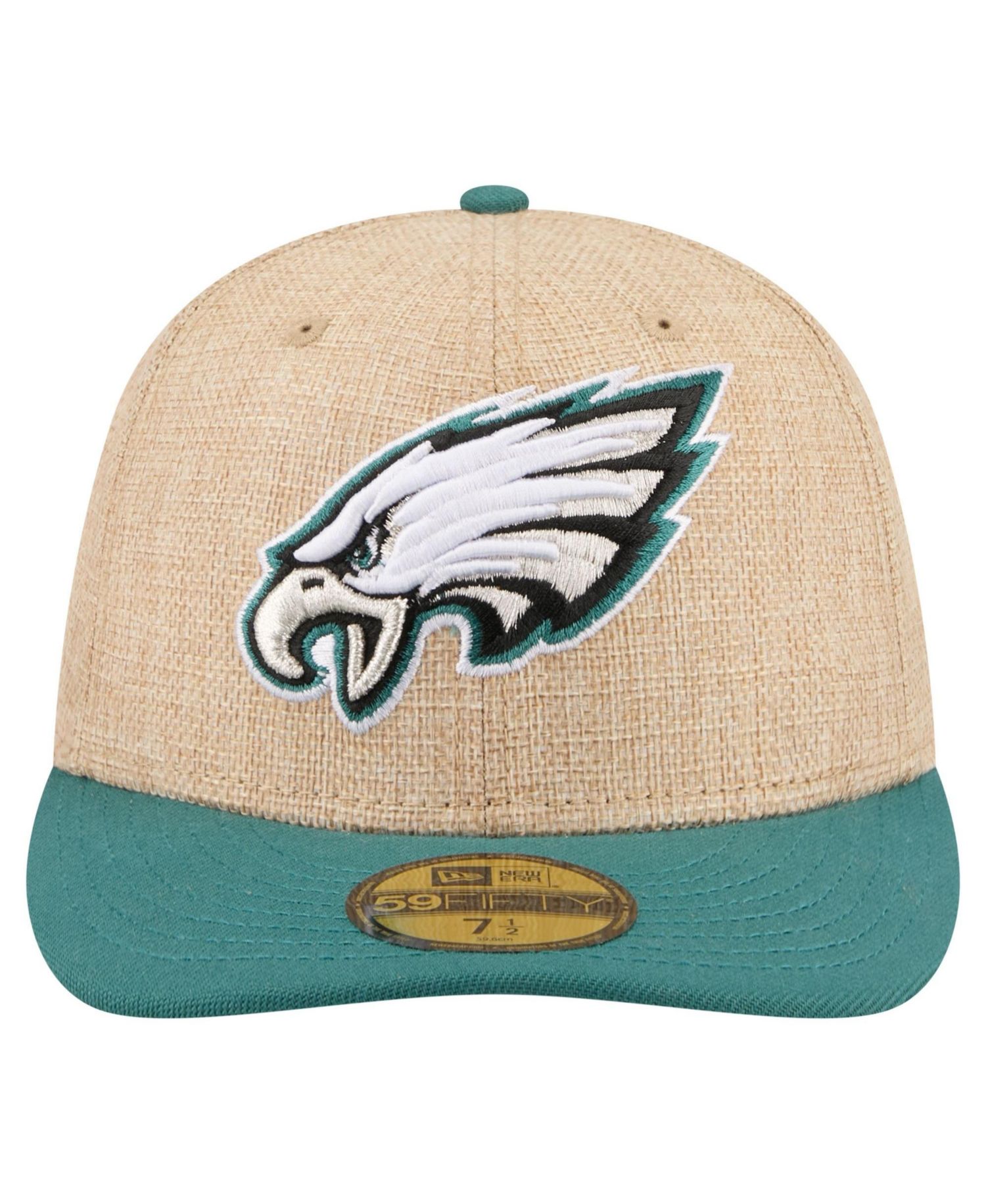 Men's Natural/Midnight Green Philadelphia Eagles Pre-Curved Twine 59FIFTY Fitted Hat