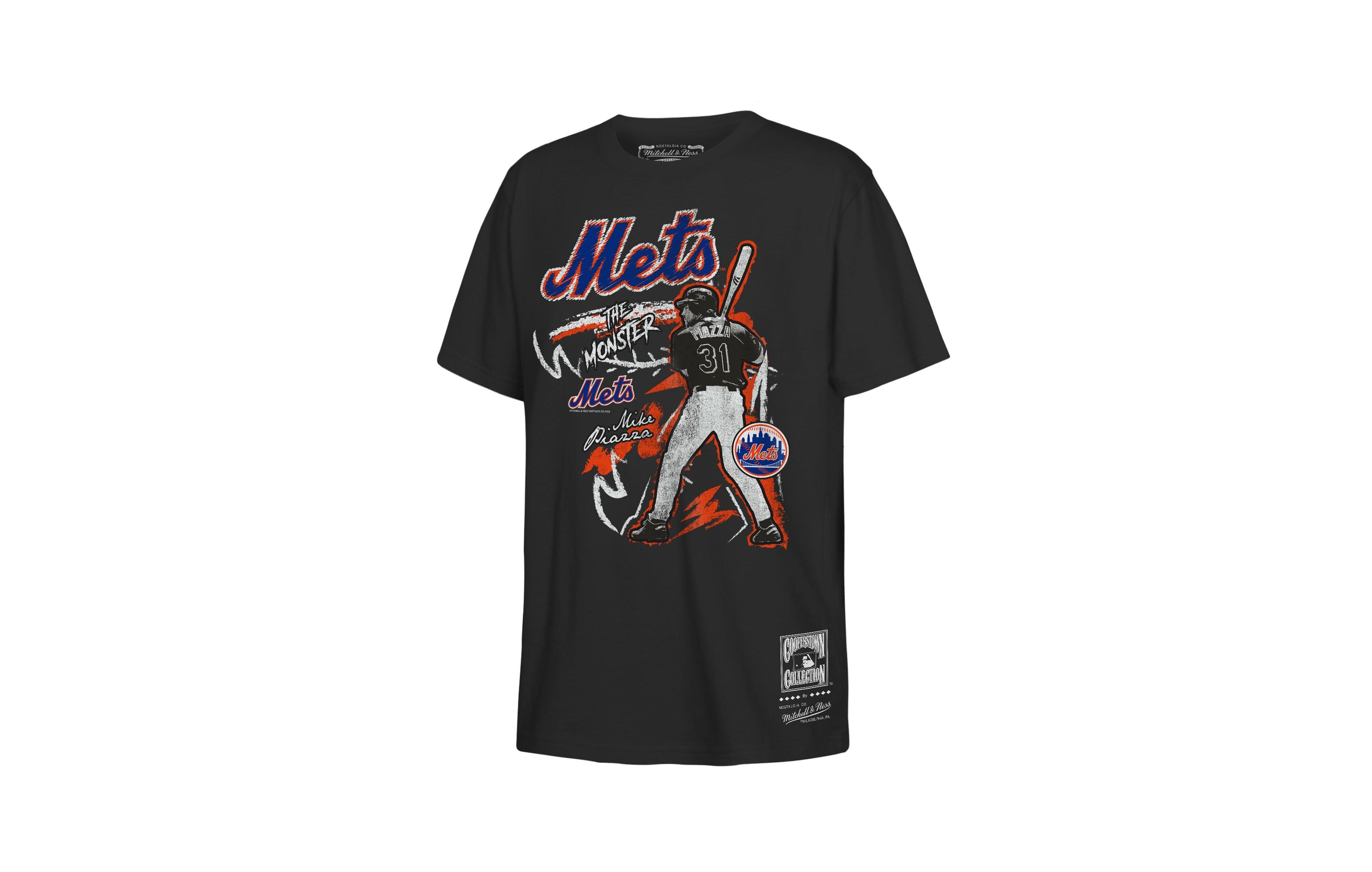 Mitchell & Ness Big Boys and Girls Mike Piazza Black New York Mets Chalked Up Player T-Shirt