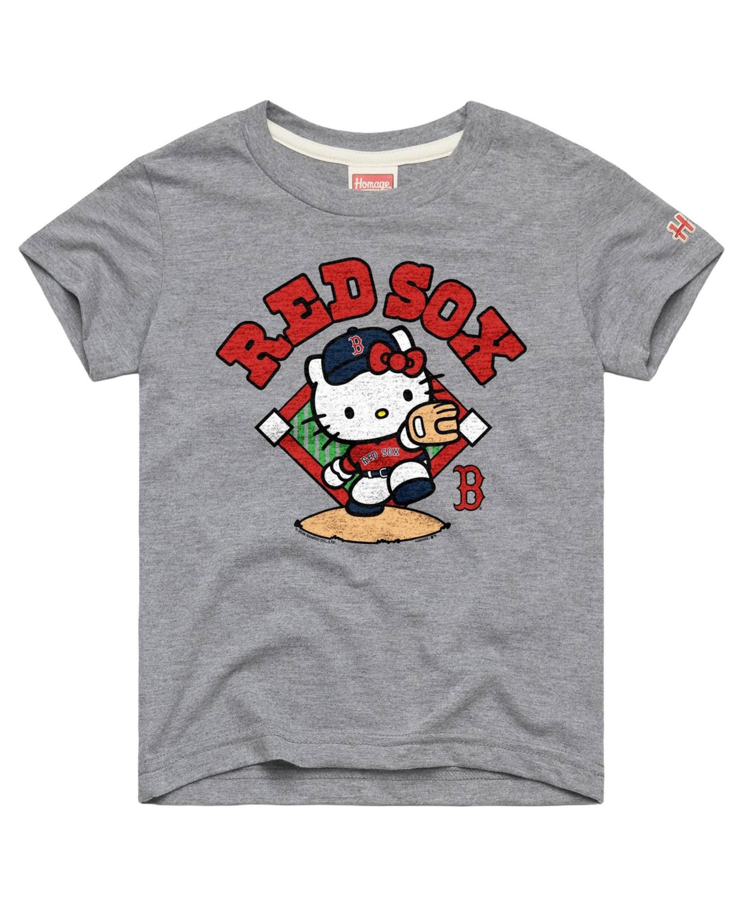 Big Boys and Girls Gray Boston Red Sox Hello Kitty x MLB Tri-Blend T-Shirt