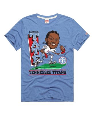 Men's and Women's Carnell Tate Light Blue Tennessee Titans Caricature Player Graphic Tri-Blend T-Shirt