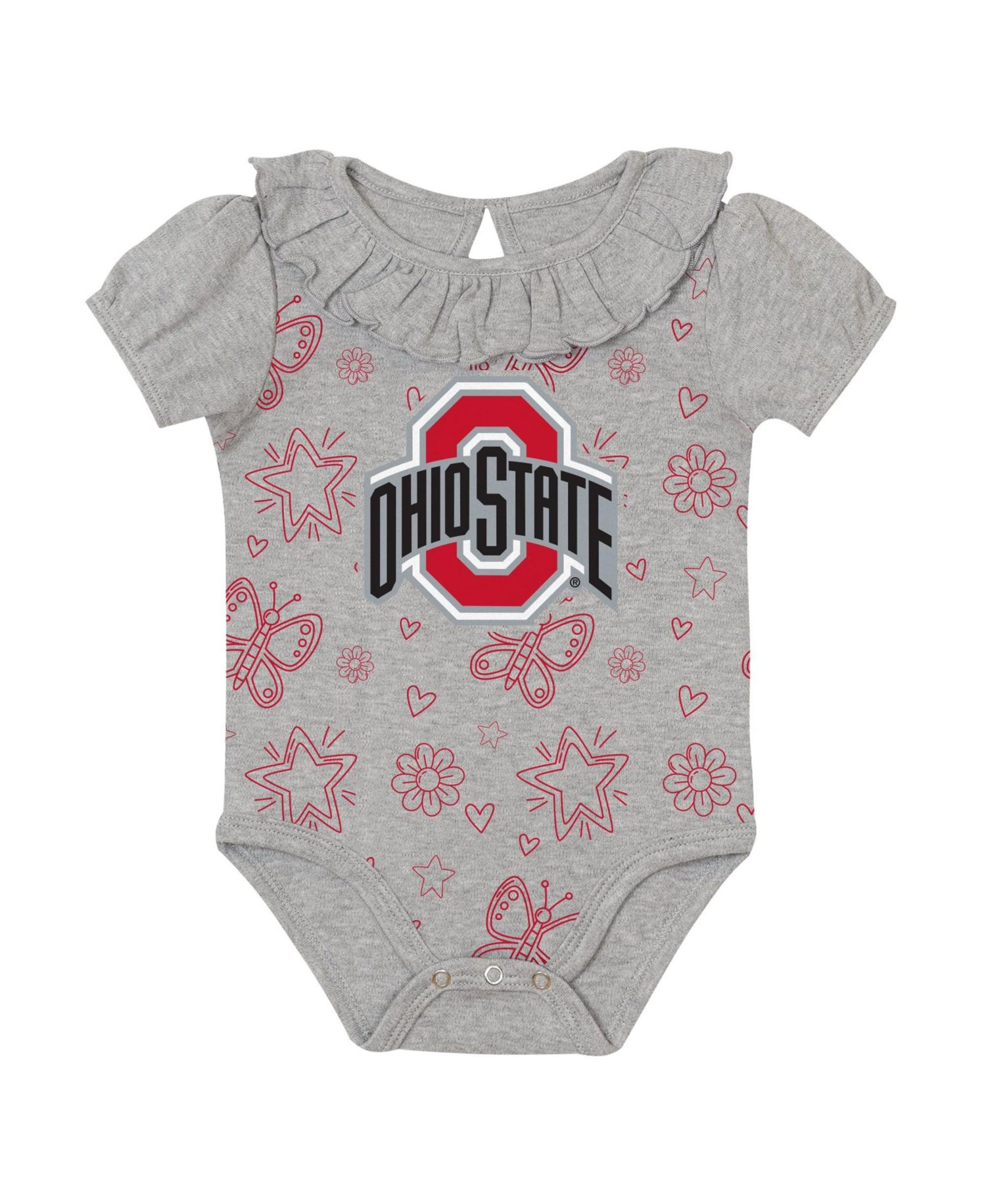 Baby Boys and Girls Scarlet/Gray Ohio State Buckeyes Two-Pack Playtime Ruffle Bodysuit Set