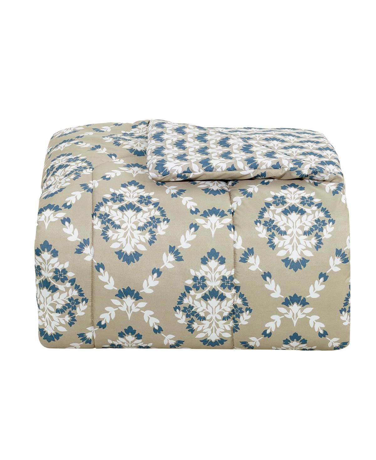 Macy's Blockprint Trellis Reversible Microfiber 8-piece Comforter Set