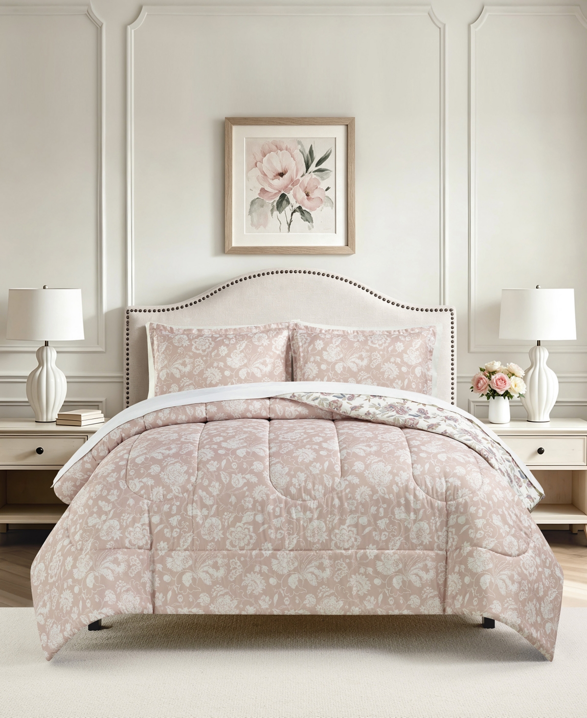 Macy's Painted Rose Reversible Microfiber 3-piece Comforter Set