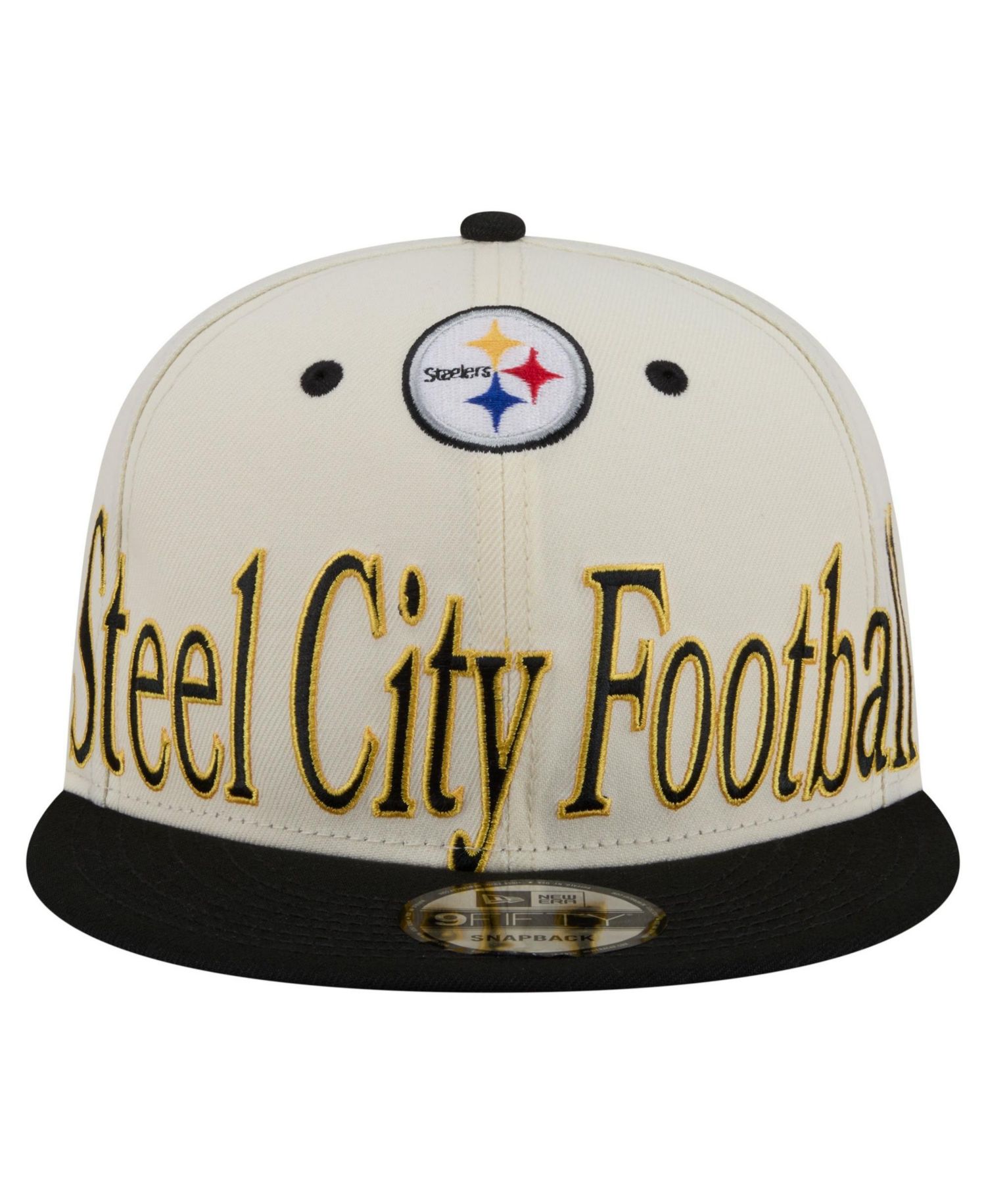 Men's Cream Pittsburgh Steelers Oversized Slogan 9FIFTY Snapback Hat