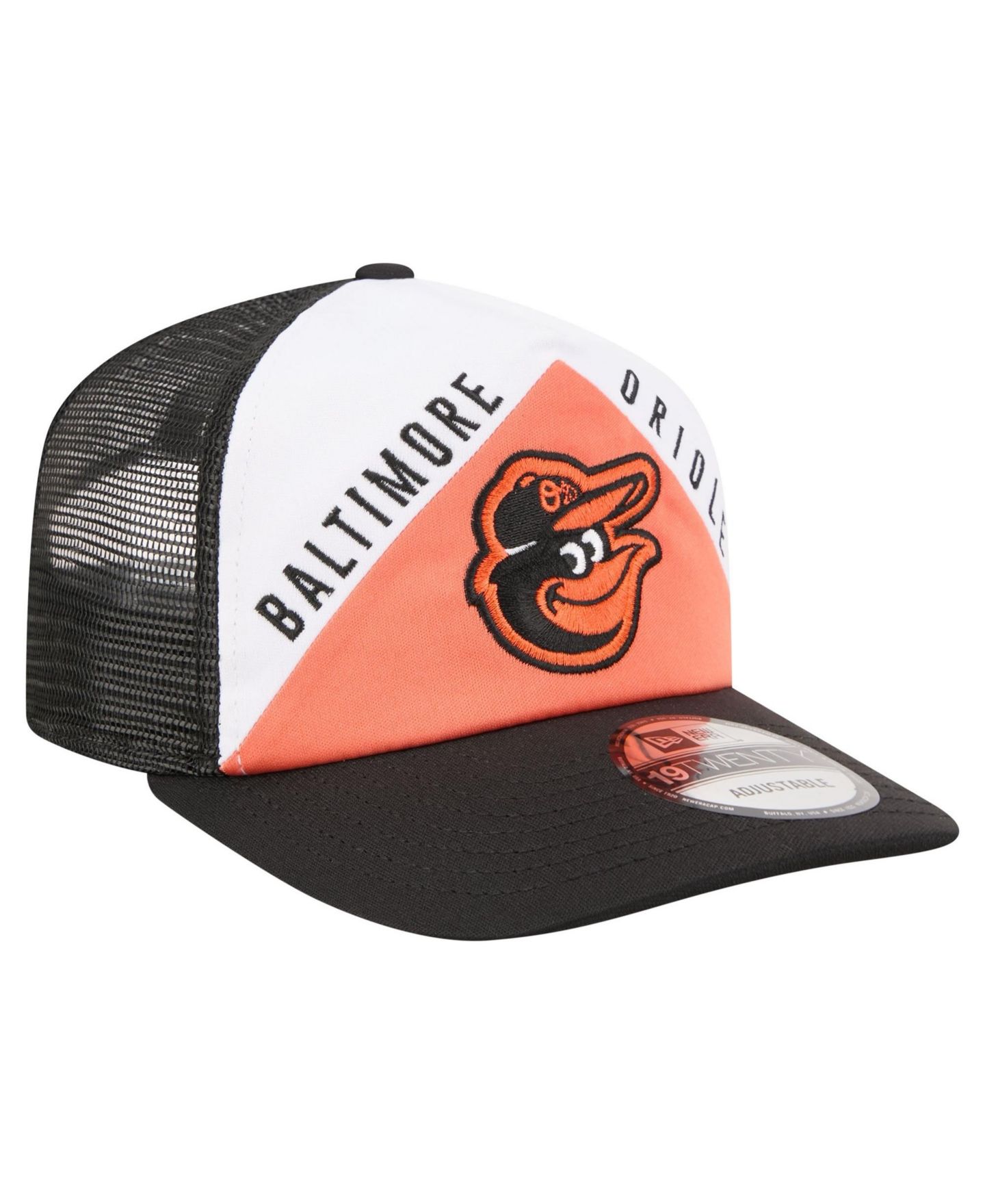 Мужская кепка New Era White/Black Baltimore Orioles Retro Cut 19TWENTY Adjustable Trucker Hat — фото 3