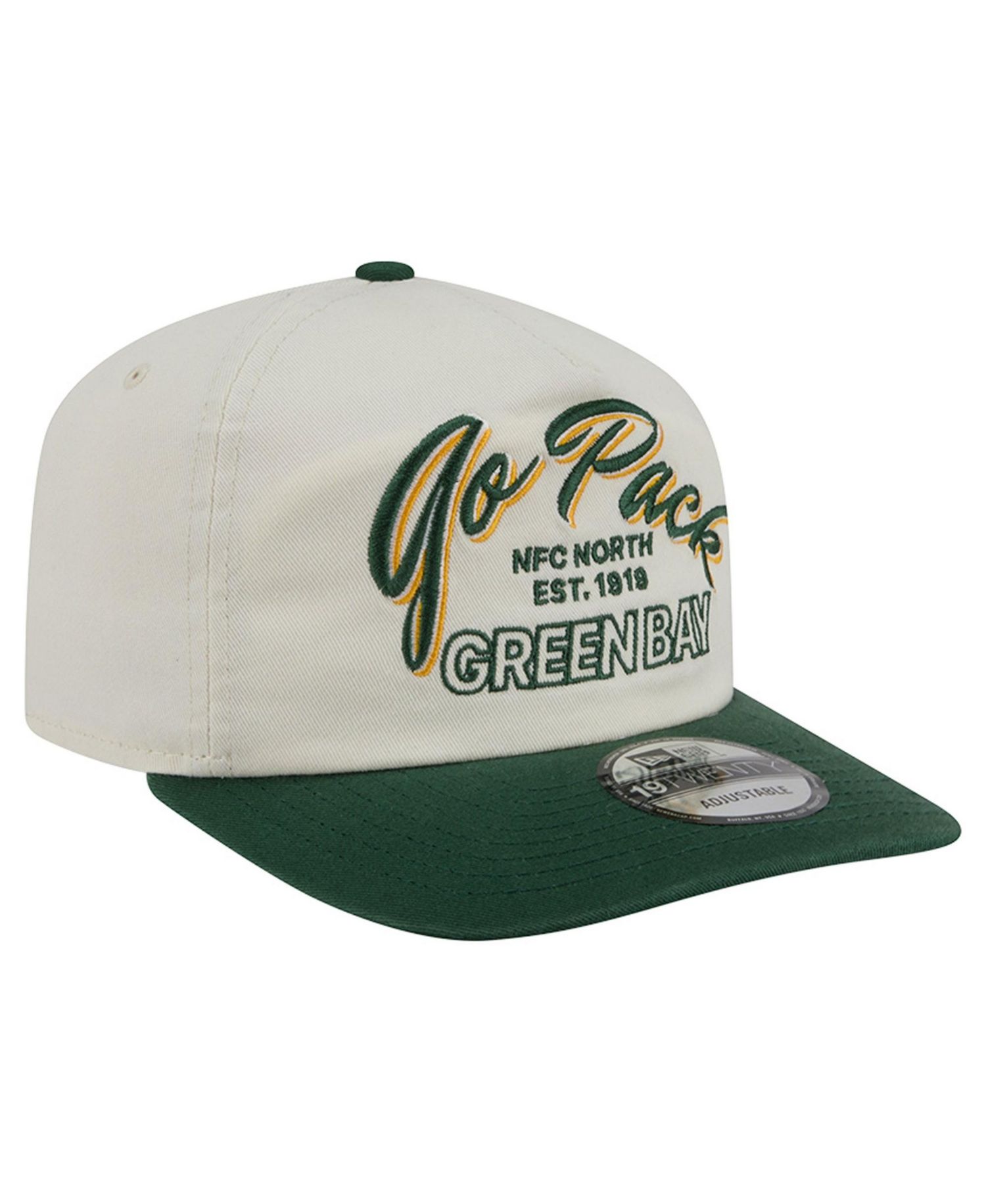 Men's Cream Green Bay Packers Script 19TWENTY Adjustable Hat