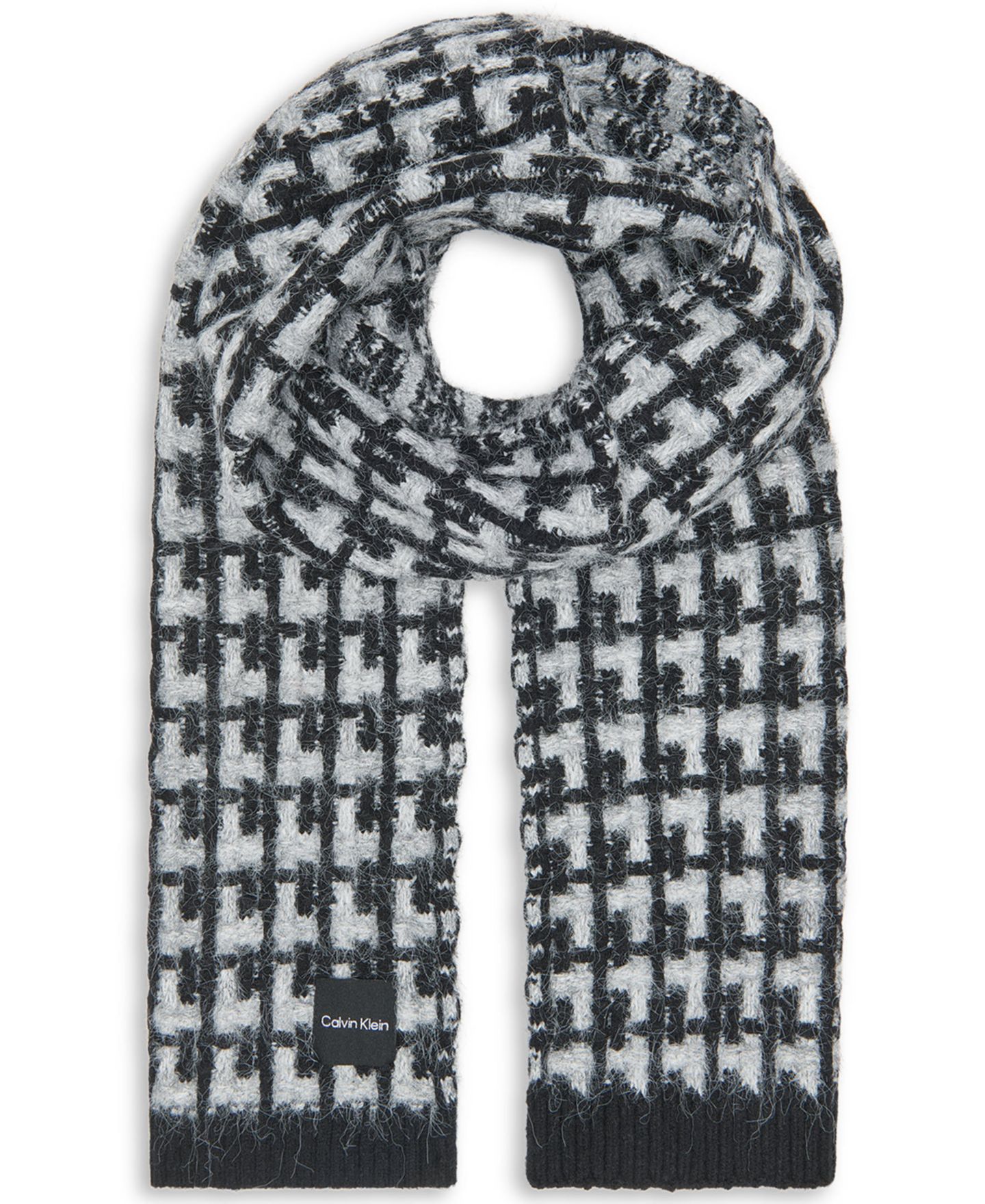 Женский шарф Calvin Klein Grid Knit Everyday, цвет: Чёрный — фото 1