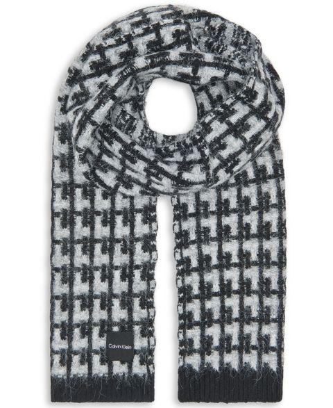 Женский шарф Calvin Klein Grid Knit Everyday, цвет: Чёрный