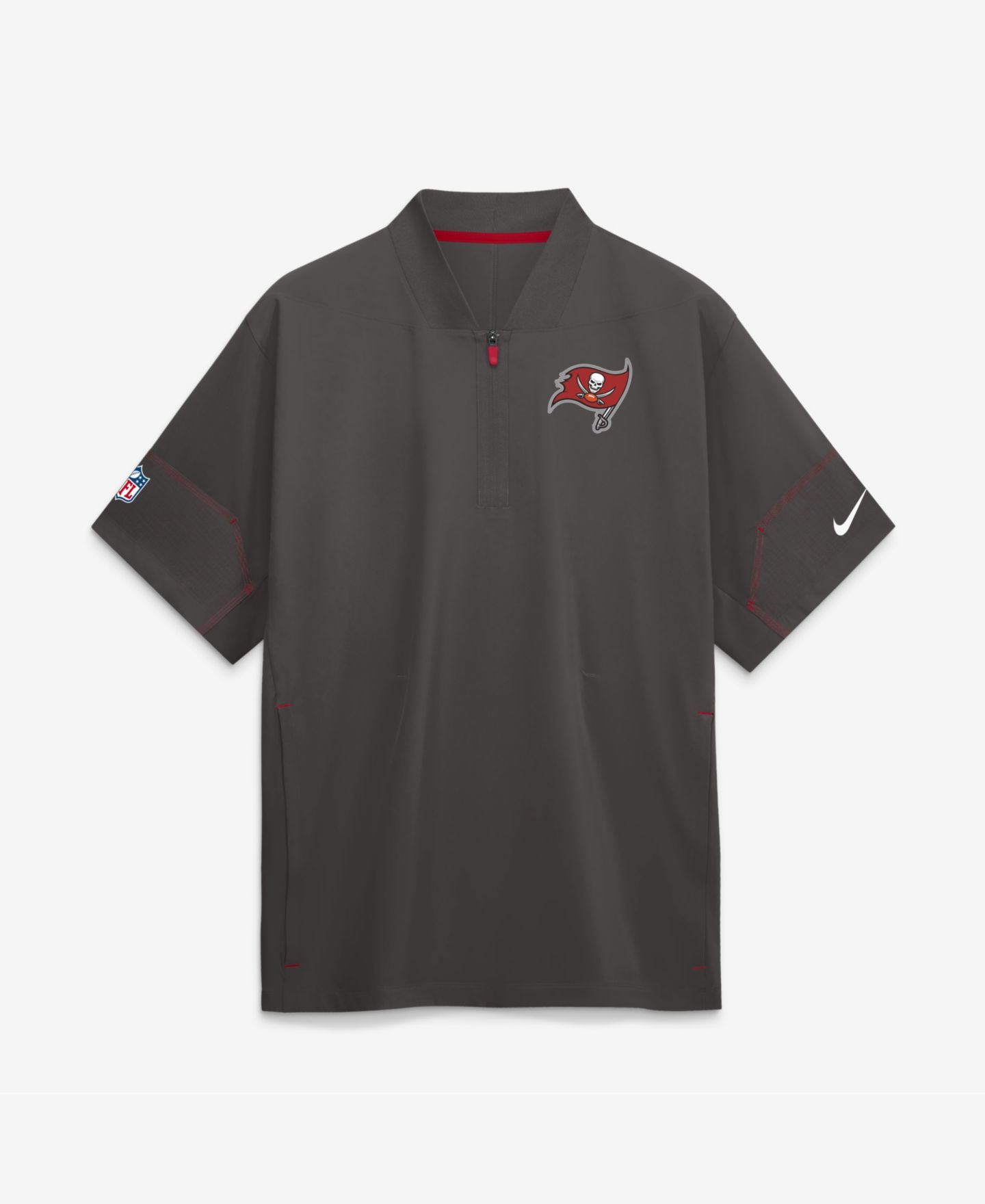 Мужская куртка Nike Pewter Tampa Bay Buccaneers Sideline Short Sleeve Quarter-Zip Coaches — фото 1
